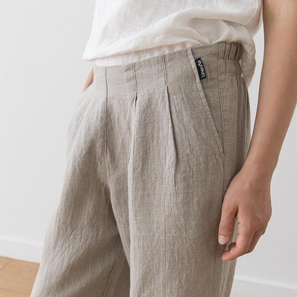 Linenme Washed Olive Green Linen Trousers Florence