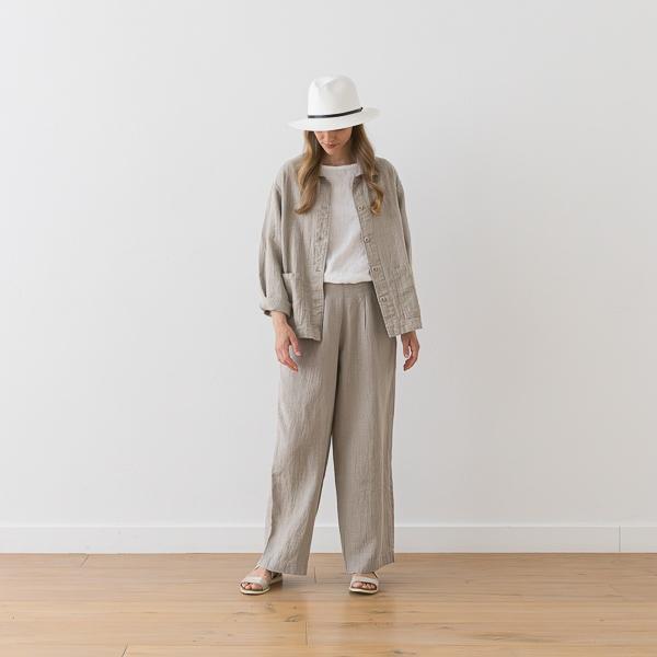 linenme Washed Olive Green Linen Trousers Florence
