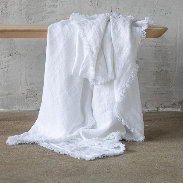 Linenme White Linen Fabric Rustico