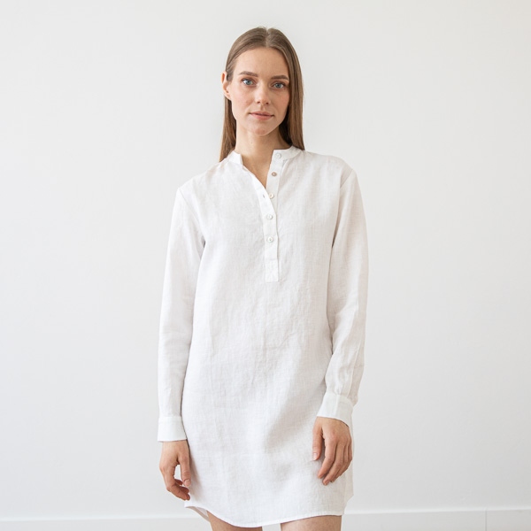 Linenme White Linen Night Shirt Alma