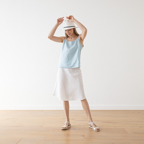 linenme White Linen Skirt Alma