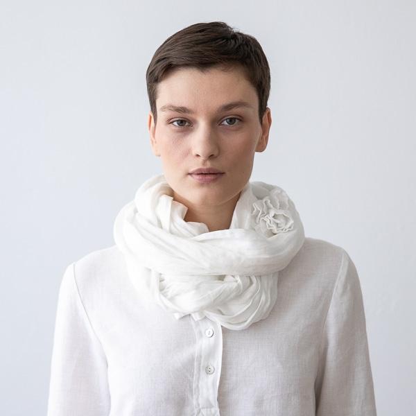 linenme White Linen Summer Scarf Garza