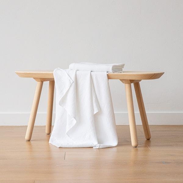Linenme White Linen Waffle Bath Towel Washed
