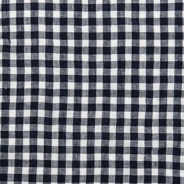 linenme White Navy Linen Fabric Sample Check