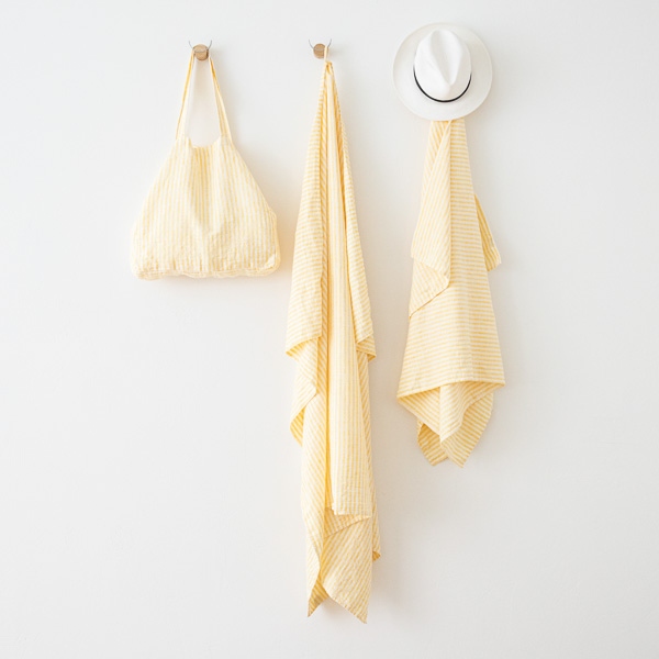 Linenme Yellow Linen Beach Bag Brittany