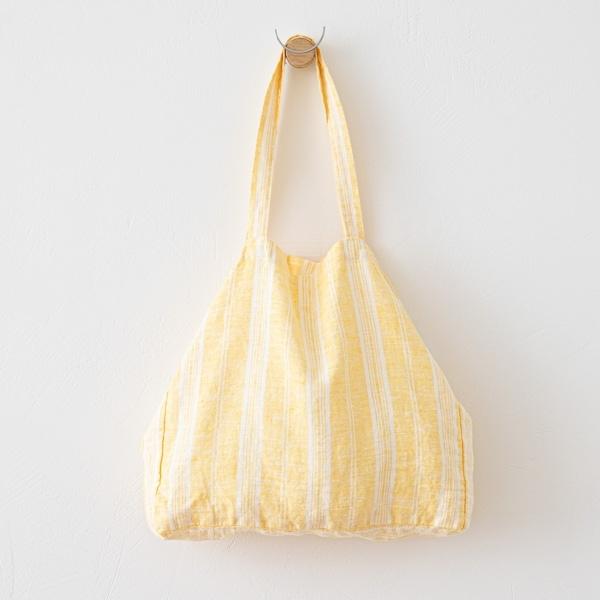 Linenme Yellow Linen Fabric Multistripe Washed