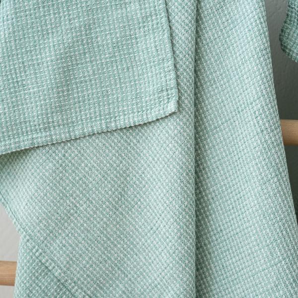 Linenme Mint Linen Cotton Bath Towels Set Wafer Washed