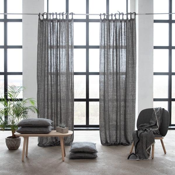 Linenme Natural/Black Linen Fabric Prewashed Rustico