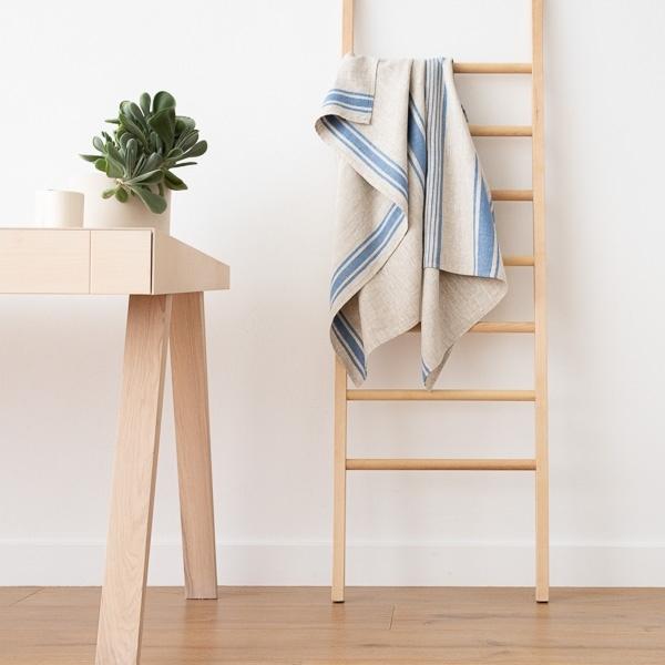 Linenme Natural Blue Linen Fabric Provence Prewashed