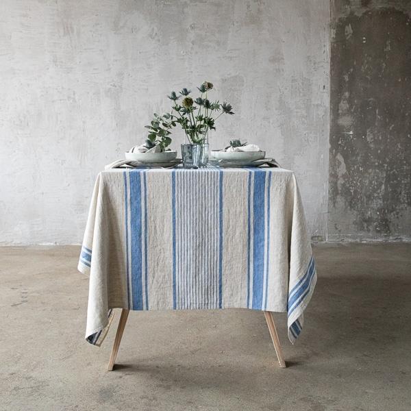 Linenme Natural Blue Linen Fabric Provence Prewashed
