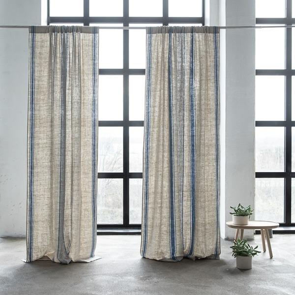 Linenme Natural Blue Linen Fabric Provence Prewashed