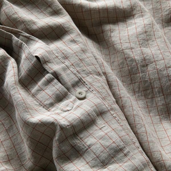 Linenme Natural Brick Check Washed Bed Linen Bed Set