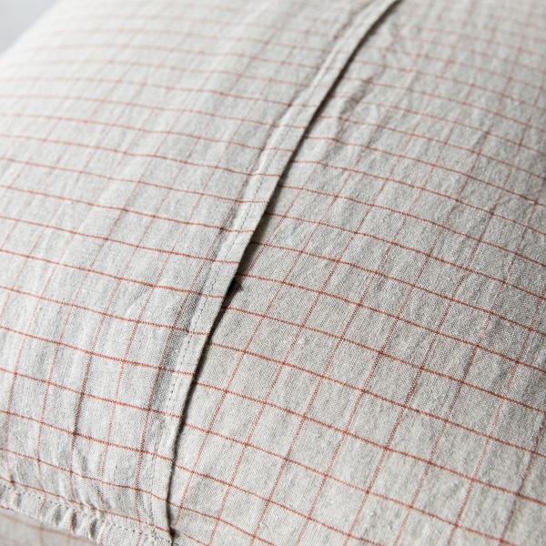 Linenme Natural Brick Check Washed Linen Cushion Cover