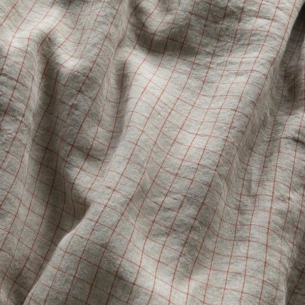 Linenme Natural Brick Check Washed Linen Flat Sheet