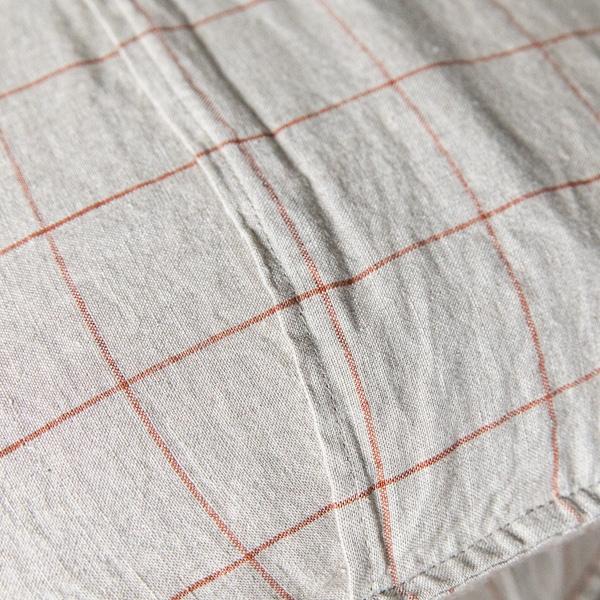 Linenme Natural Brick Large Check Linen Cushion Cover