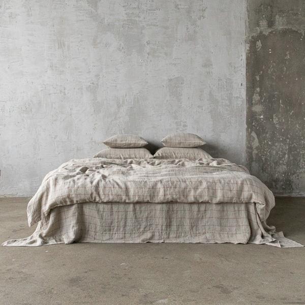 Linenme Natural Brick Window Pane Washed Bed Linen Pillow Case