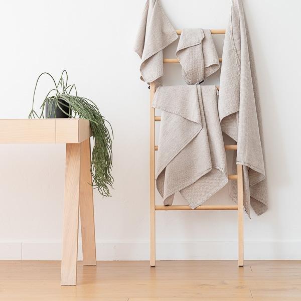 Linenme Natural Linen Cotton Mix Bath Towels Set Wafer