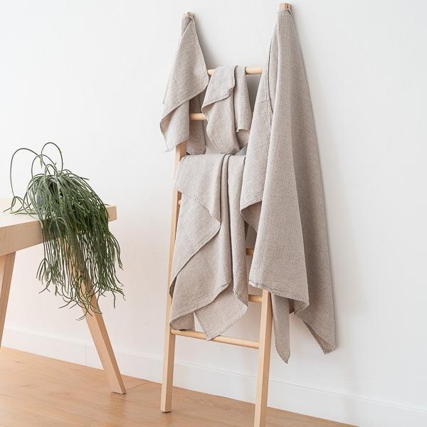 Linenme Natural Linen Cotton Mix Bath Towels Set Wafer