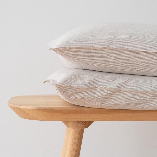 Linenme Natural Linen Cushion Cover Pinstripe Washed