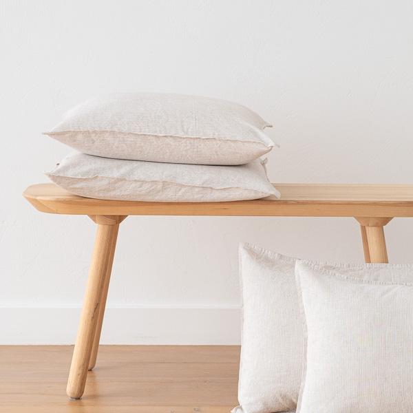 Linenme Natural Linen Cushion Cover Pinstripe Washed