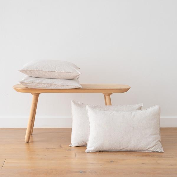 linenme Natural Linen Cushion Cover Pinstripe Washed