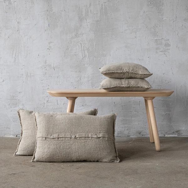 Linenme Natural Rustic Linen Cushion Cover With Fringes