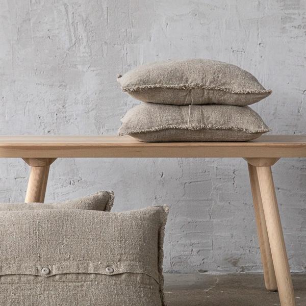 Linenme Natural Rustic Linen Cushion Cover With Fringes