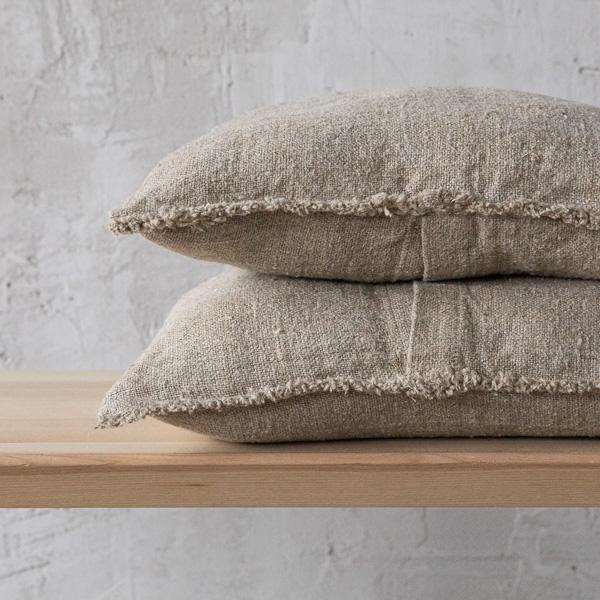 Linenme Natural Rustic Linen Cushion Cover With Fringes