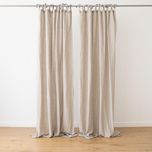 Linenme Natural Stone Washed Linen Curtain Panel With Ties