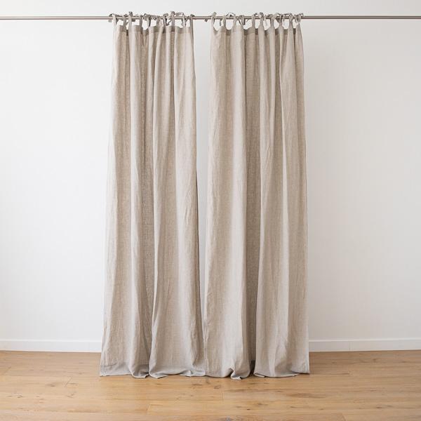 Linenme Natural Stone Washed Linen Curtain Panel With Ties