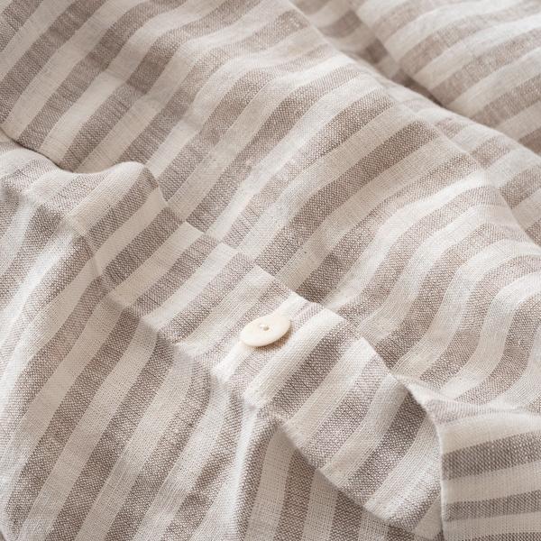 Linenme Natural Washed Bed Linen Bed Set Ticking Stripe