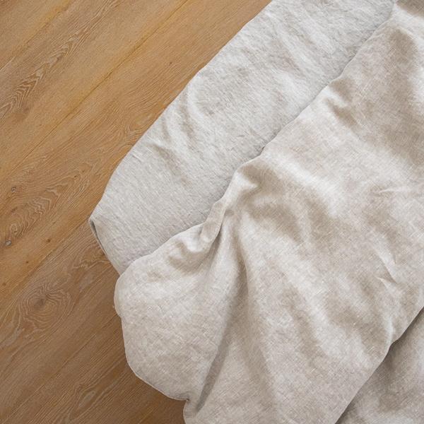 Linenme Natural Washed Bed Linen Crushed Fitted Sheet Deep Pocket