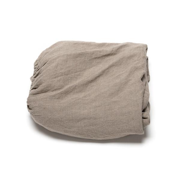 Linenme Natural Washed Bed Linen Crushed Fitted Sheet Deep Pocket