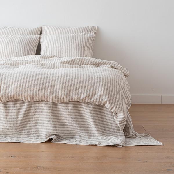 linenme Natural Washed Bed Linen Duvet Ticking Stripe