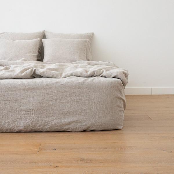 linenme Natural Washed Bed Linen Fitted Sheet Crushed