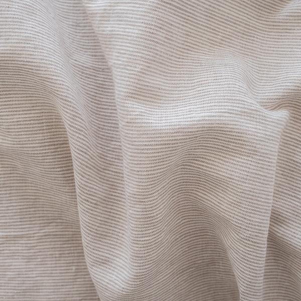Linenme Natural Washed Bed Linen Fitted Sheet Pinstripe