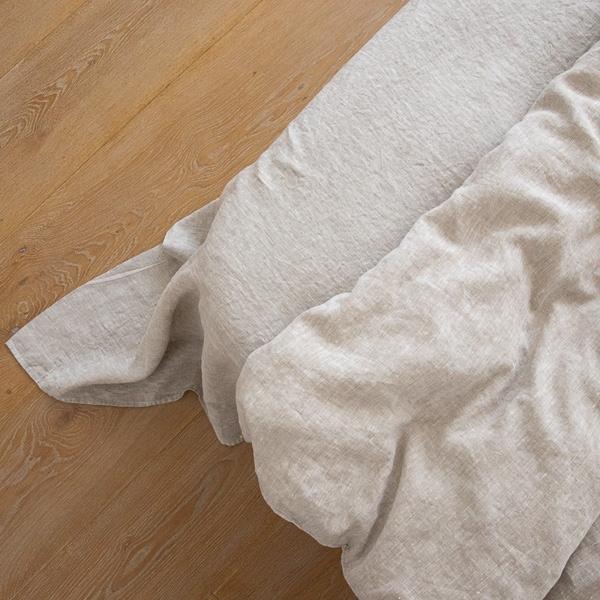 Linenme Natural Washed Bed Linen Flat Sheet Crushed