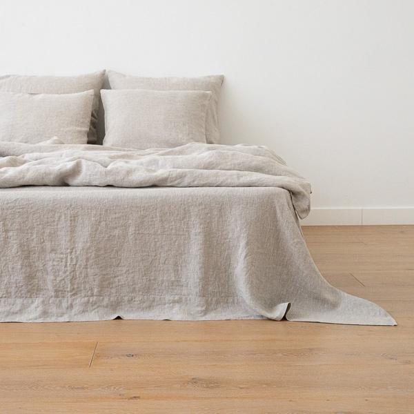 linenme Natural Washed Bed Linen Flat Sheet Crushed