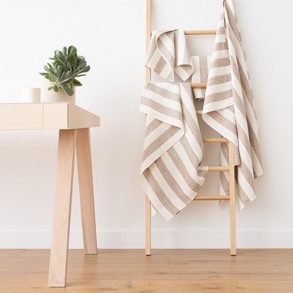 Linenme Off White Grey Linen Bath Towels Set Philippe