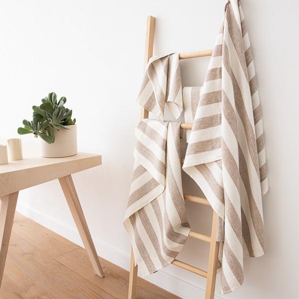 linenme Off White Grey Linen Bath Towels Set Philippe