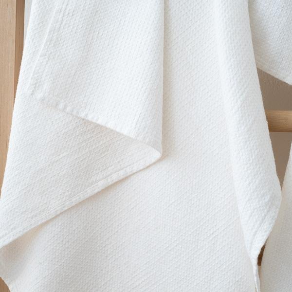 Linenme Off White Linen Cotton Bath Towels Set Wafer