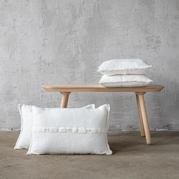 Linenme Off White Rustic Linen Cushion Cover With Fringes