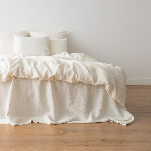 Linenme Off White Washed Bed Linen Flat Sheet Crushed