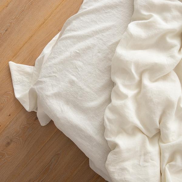 Linenme Off White Washed Bed Linen Flat Sheet Crushed