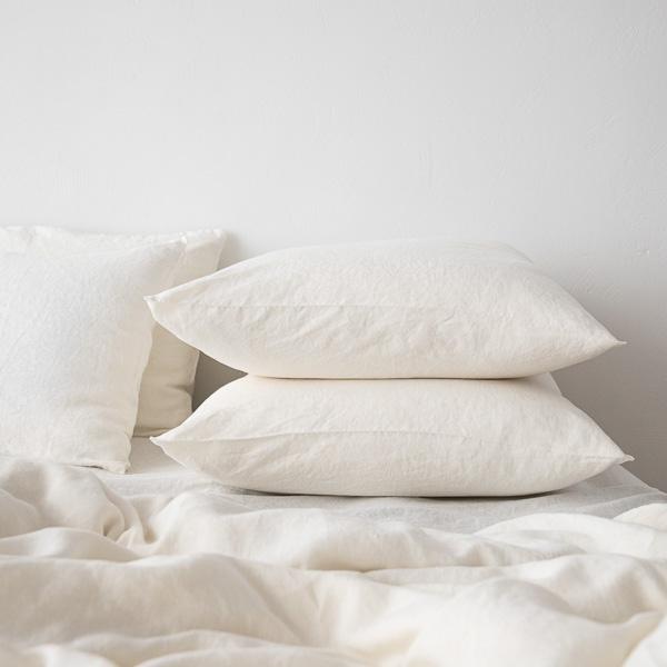 Linenme Off White Washed Bed Linen Pillow Case Crushed