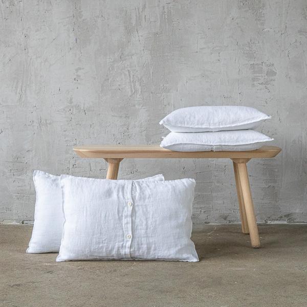 Linenme Optical White Linen Cushion Cover Rustico Washed