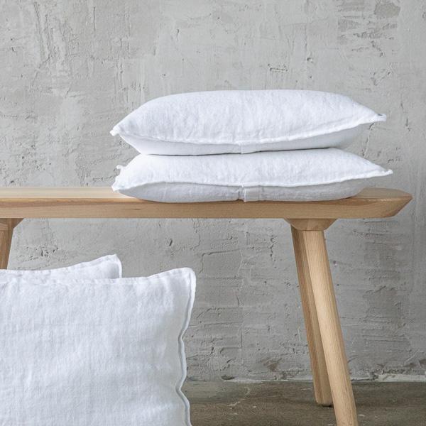 Linenme Optical White Linen Cushion Cover Rustico Washed