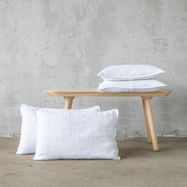 linenme Optical White Linen Cushion Cover Rustico Washed