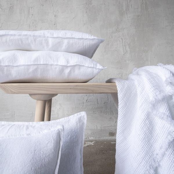 Linenme Optical White Linen Cushion Cover Stone Washed