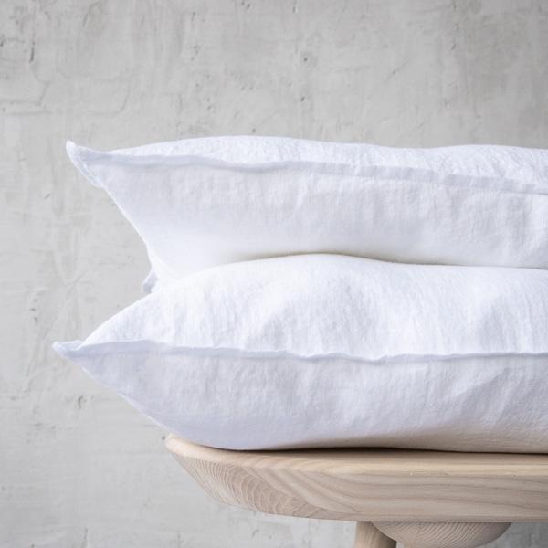 Linenme Optical White Linen Cushion Cover Stone Washed
